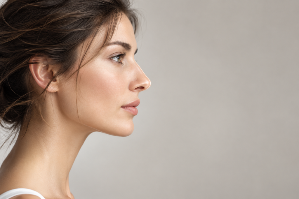 Femme de profil – rhinoplastie et chirurgie du nez 5.